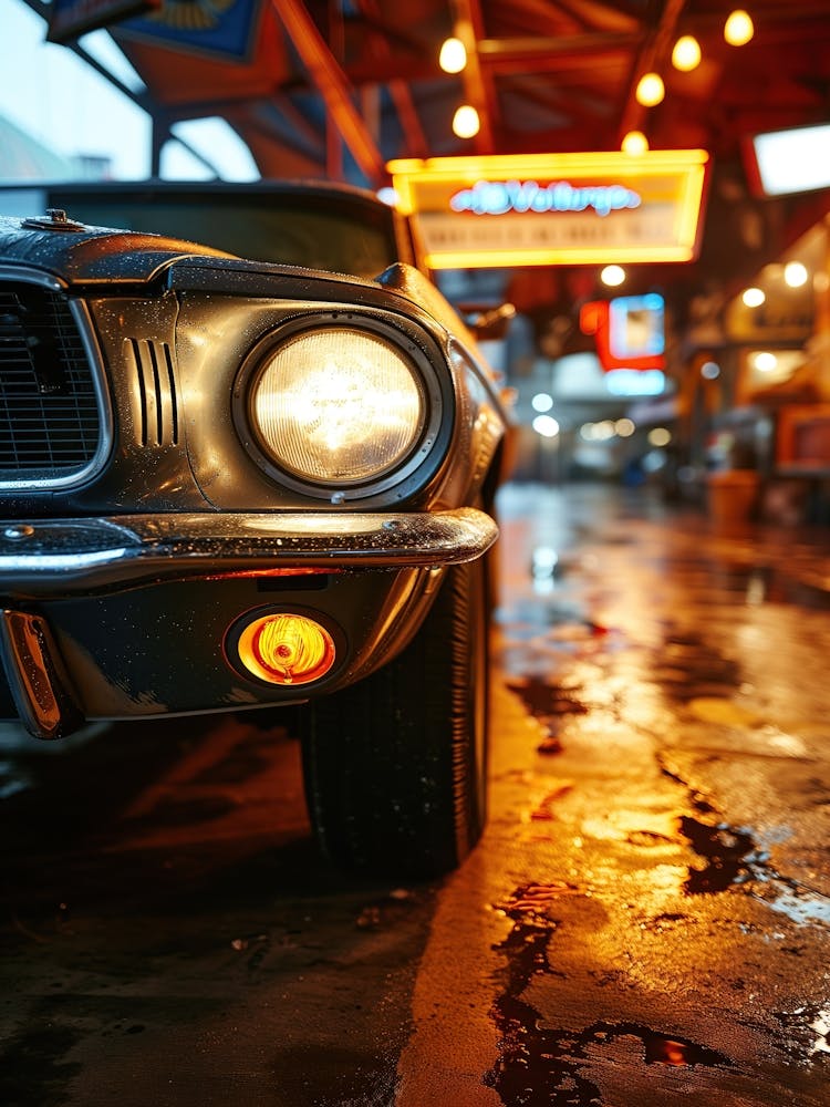 Ford Mustang At Night