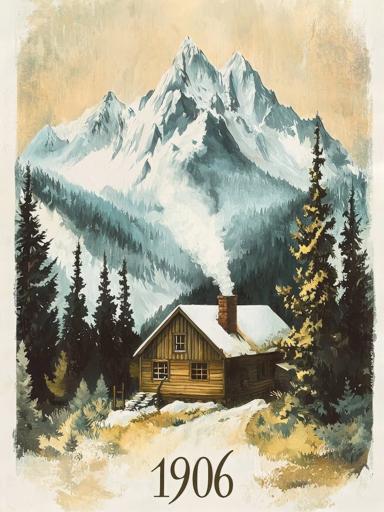 Aihrgdesign A Vintage Travel Poster Of A Cozy Mountain Lodge 3