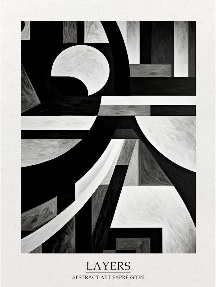 Layers Abstract Black And White 7 Poster