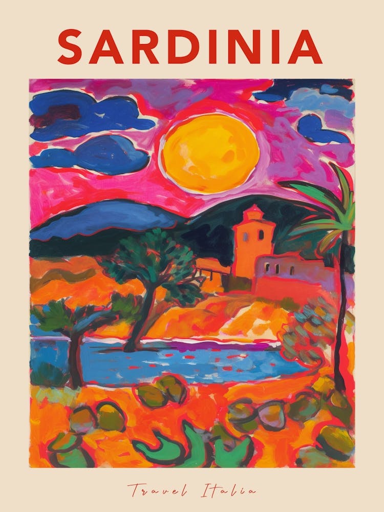 Sardinia 2 Italia Travel Poster