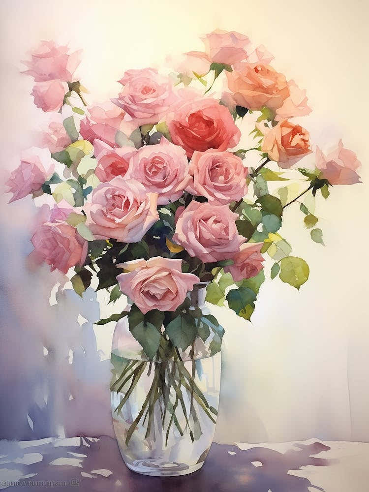 Bloomed Beauty: Rose Vase Print