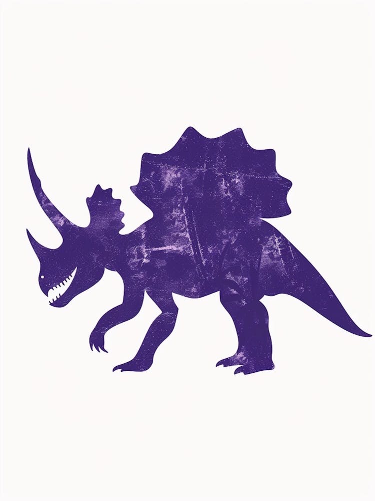 Triceratops Purple Dinosaur Silhouette