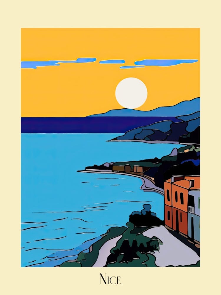 Poster Of Minimal Design Style Of Nice, France 1