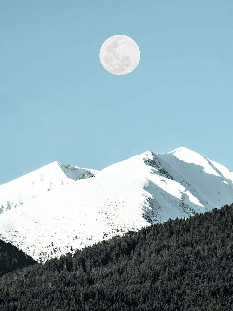 Full Moon Over Snowy Mountains 1