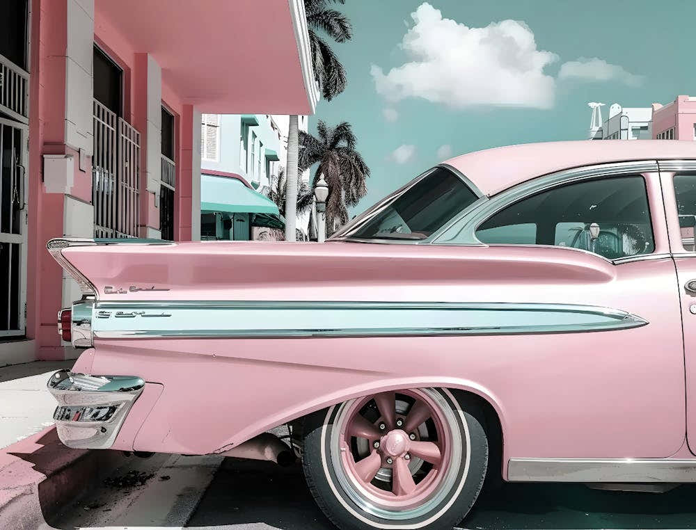 Pink Car In Miami