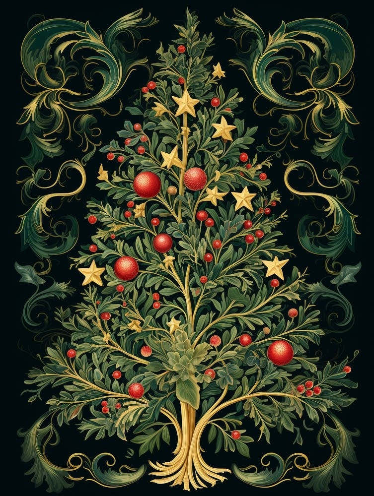 William Morris Style Christmas Tree 12