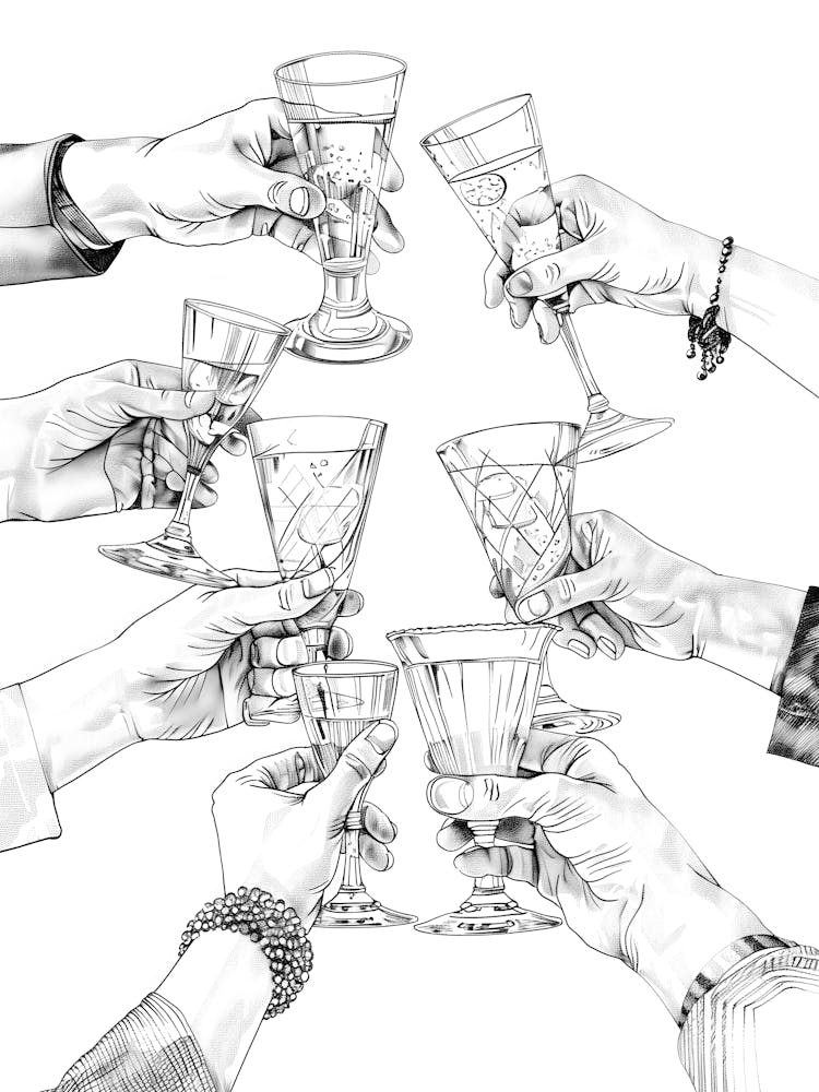 Hands Holding Wine Glasses