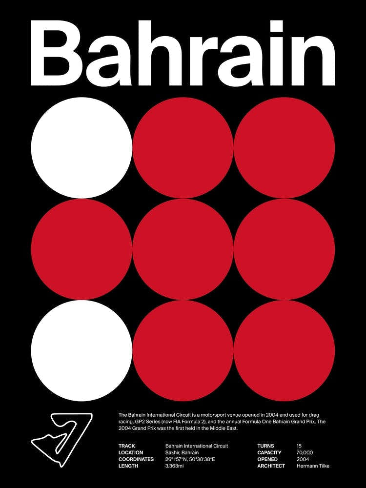 Mid Century Dark Bahrain F1