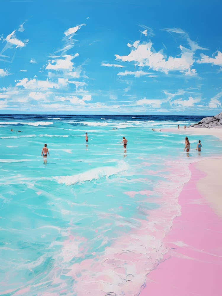 An Oil Painting Of Pink Sands Beach, Harbour Island 3