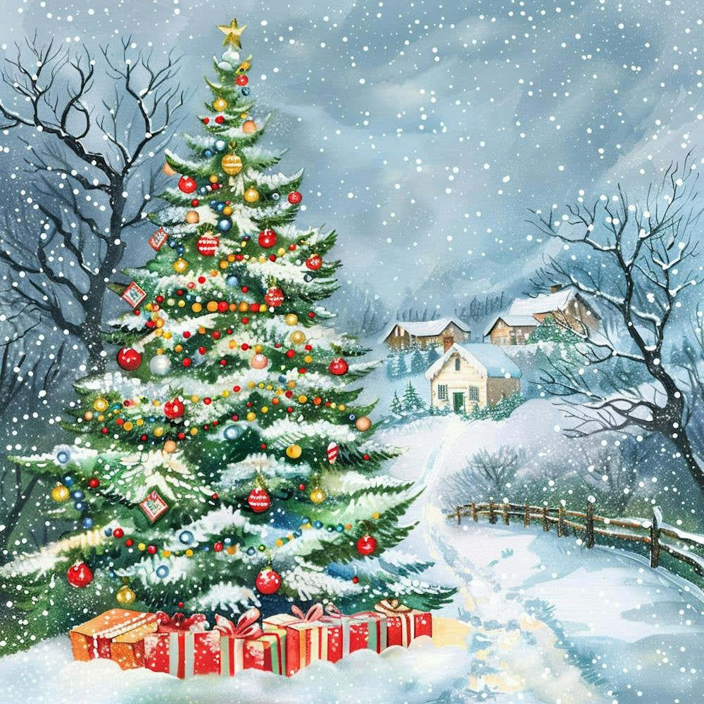 Christmas Tree In The Snow