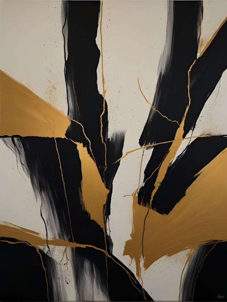 Black And Gold Abstract Painting 1