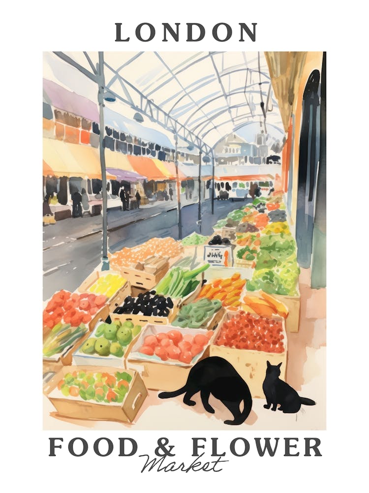 Food Market With Cats In London 3 Poster