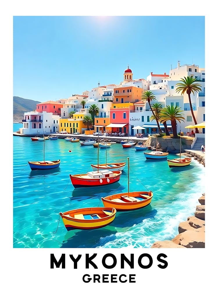 Mykonos - Greece Vintage Travel Poster 44