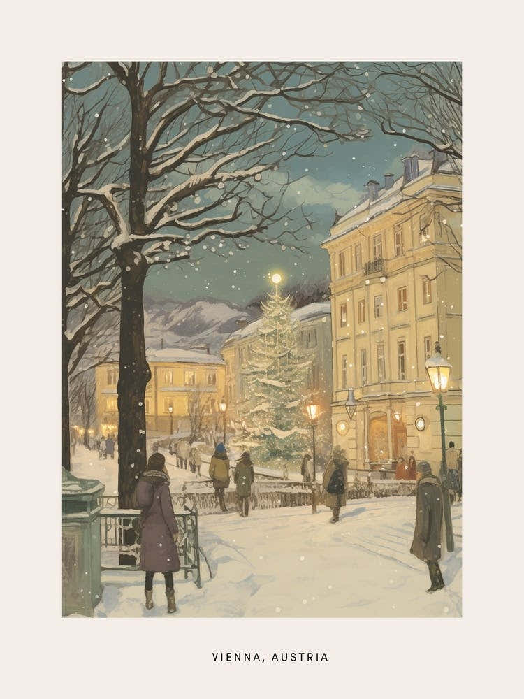 Vintage Winter Poster Vienna Austria 2