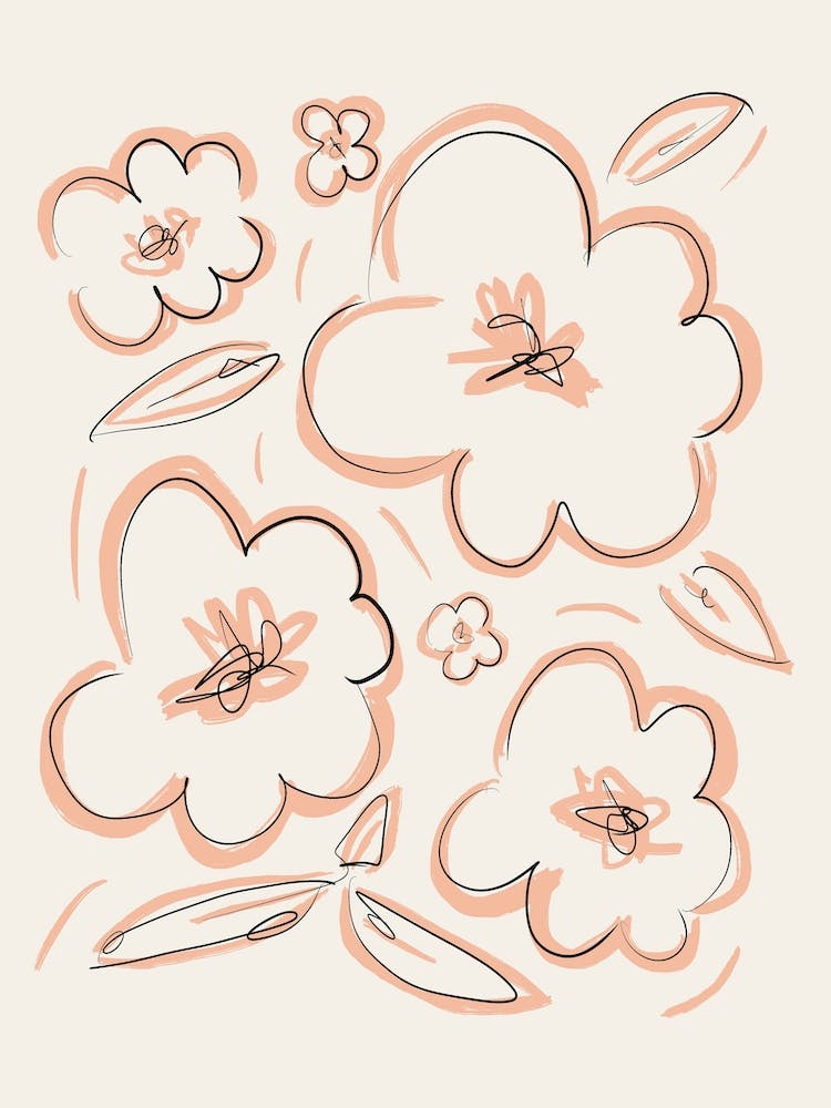 Flower Sketch 2 Peach Pink