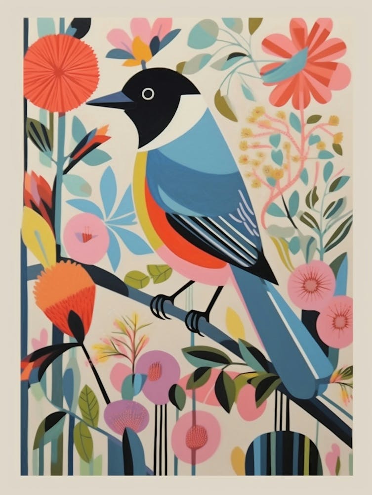 Colourful Scandi Bird Carolina Chickadee 2