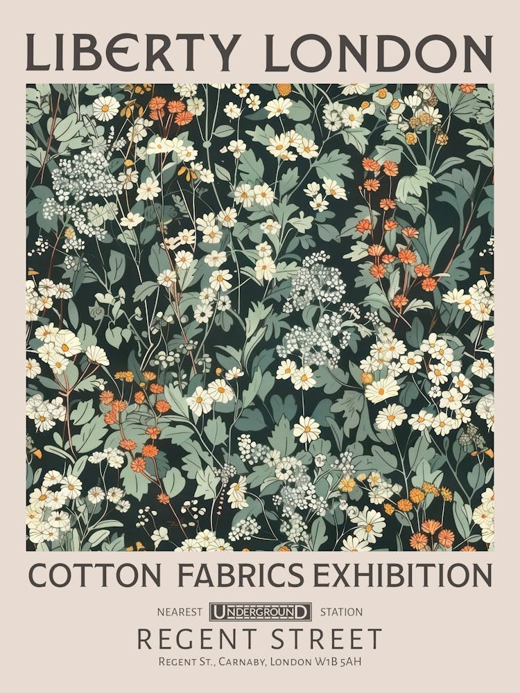 Liberty London Print William Morris Textiles Wild Flowers Orange