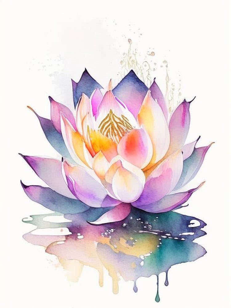 Lotus Flower, Buddhist Symbol Watercolour 3