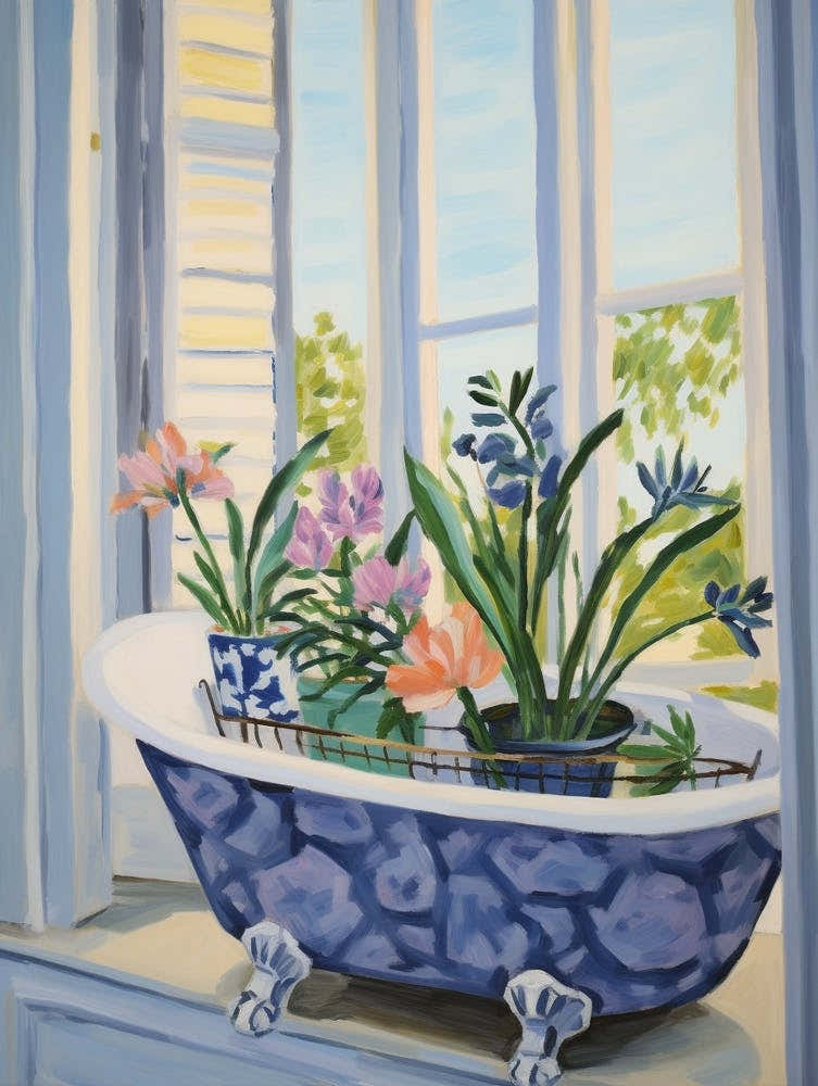 A Bathtube Full Iris In A Bathroom 2