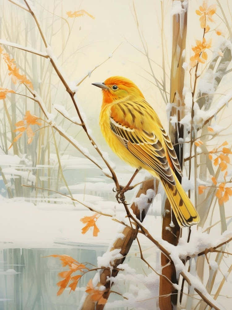 Winter Bird Painting Yellowhammer 2