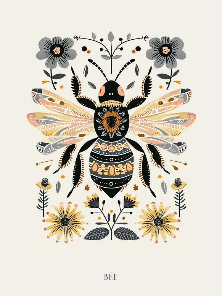 Colourful Insect Illustration Bee 9 Poster