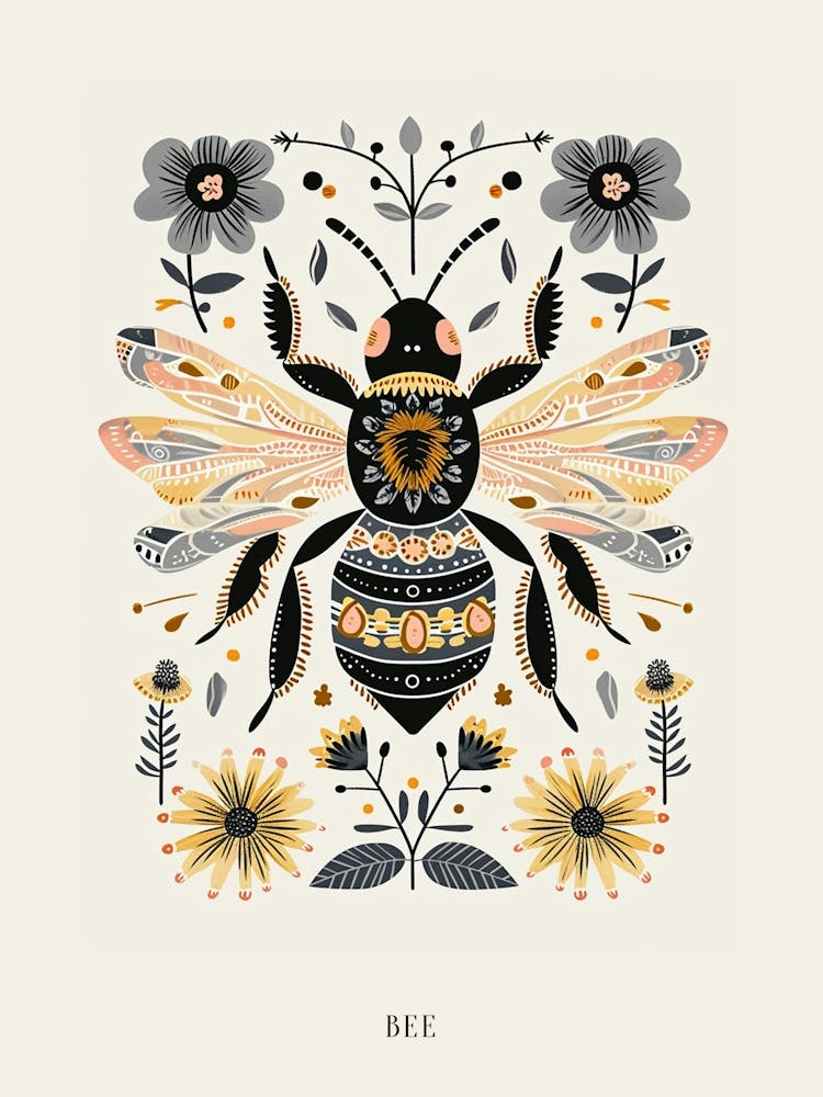 Colourful Insect Illustration Bee 9 Poster