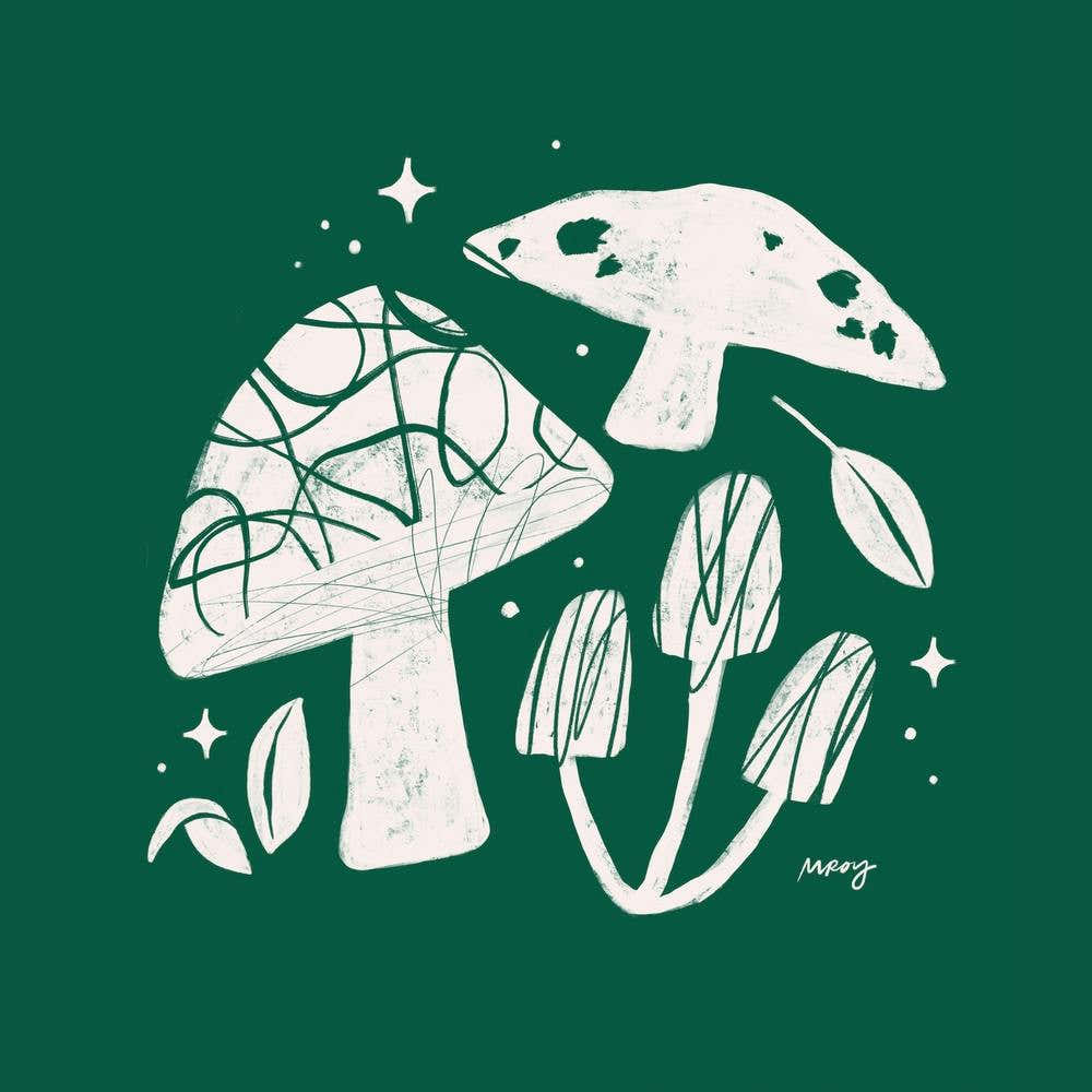 Abstract Mushrooms Green Square