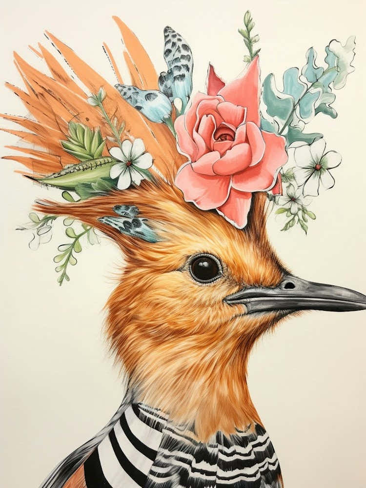 Bird With A Flower Crown Hoopoe 4