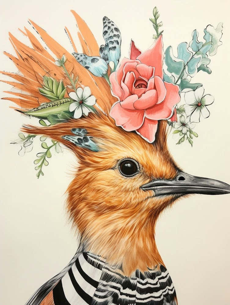 Bird With A Flower Crown Hoopoe 4