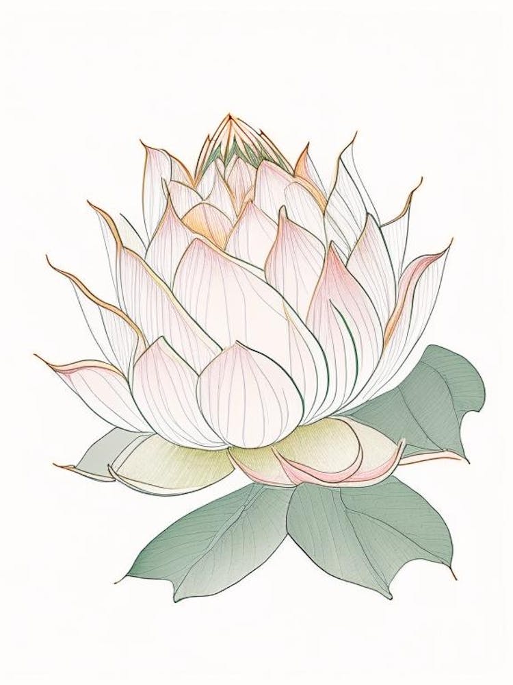 Lotus Flower Pattern Pencil Illustration 4
