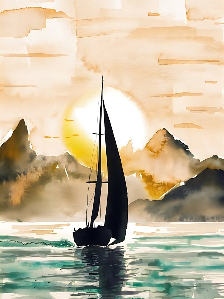 Watercolor Of A Sailboat