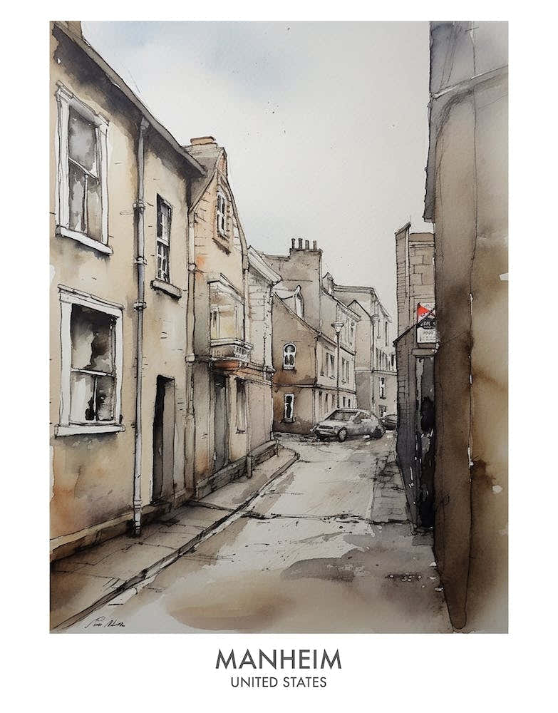 Manheim 2 Watercolour Travel Poster