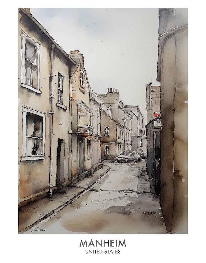Manheim 2 Watercolour Travel Poster