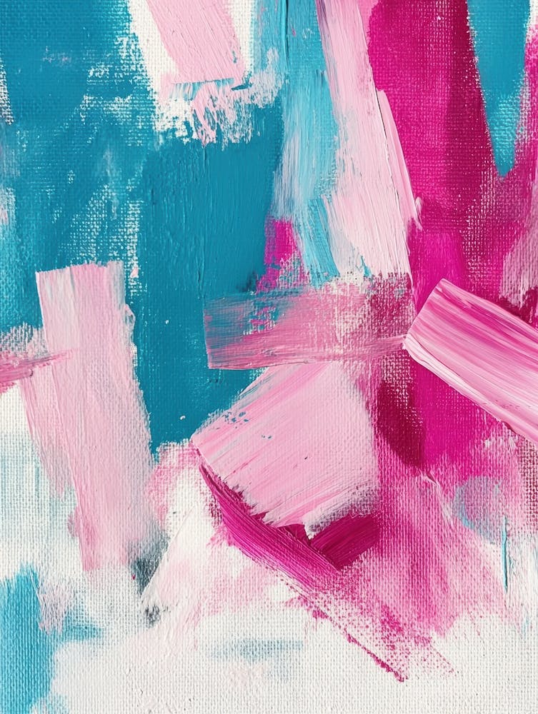Abstract Pink And Blue Abstract Painting
