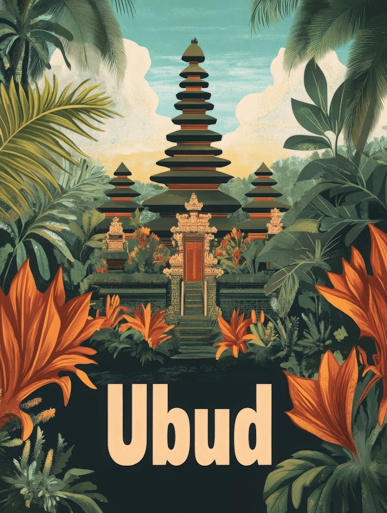 Aihrgdesign A Classic 1960s Travel Poster For Ubud Showcasing 530f0113 81ec 4f5a A26c 60e768df0acd 2