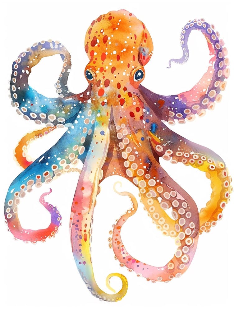 Octopus Colourful Watercolour 2