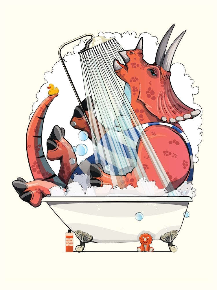Triceratops Dinosaur In The Bath