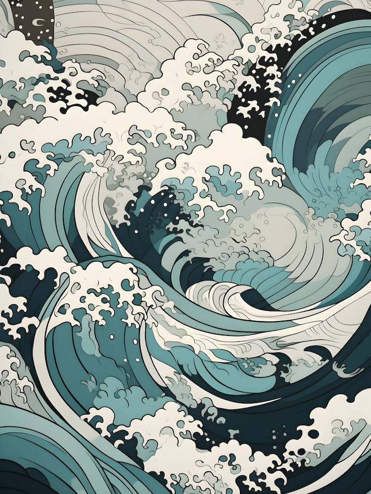 Retro Modern Blue Waves