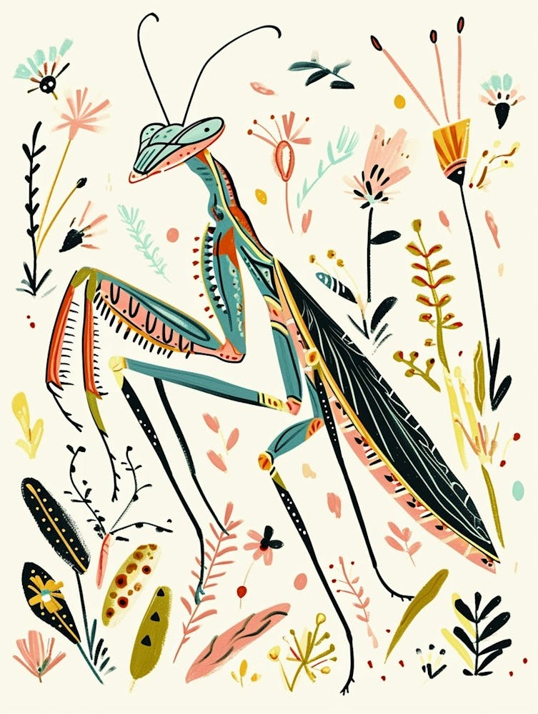 Colourful Insect Illustration Praying Mantis 12