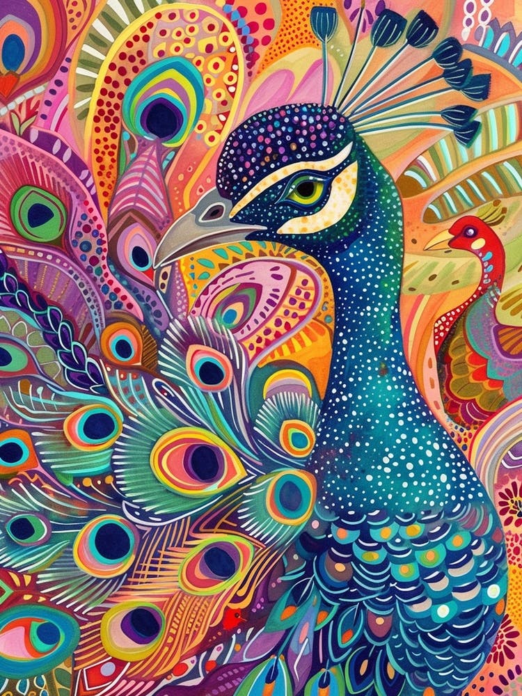 Peacock Colourful Portrait 1