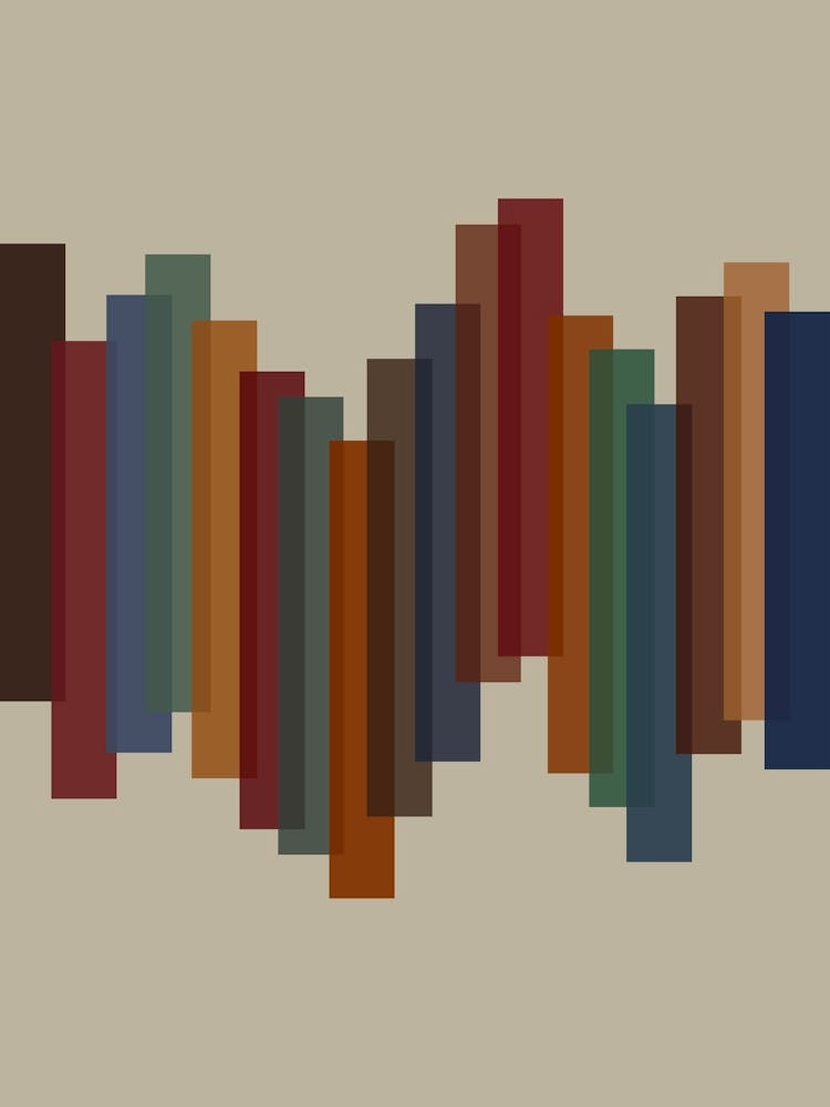 Retro Line Art Abstract Blue Green Brown