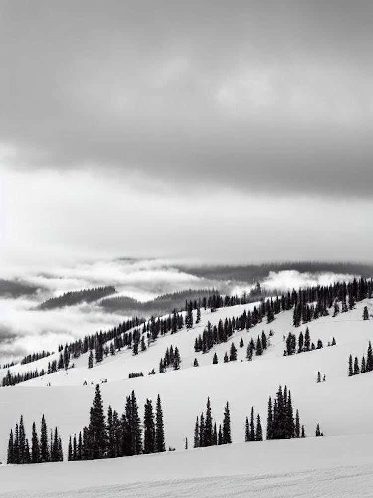 Big Sky, Usa Black And White Skiing Poster