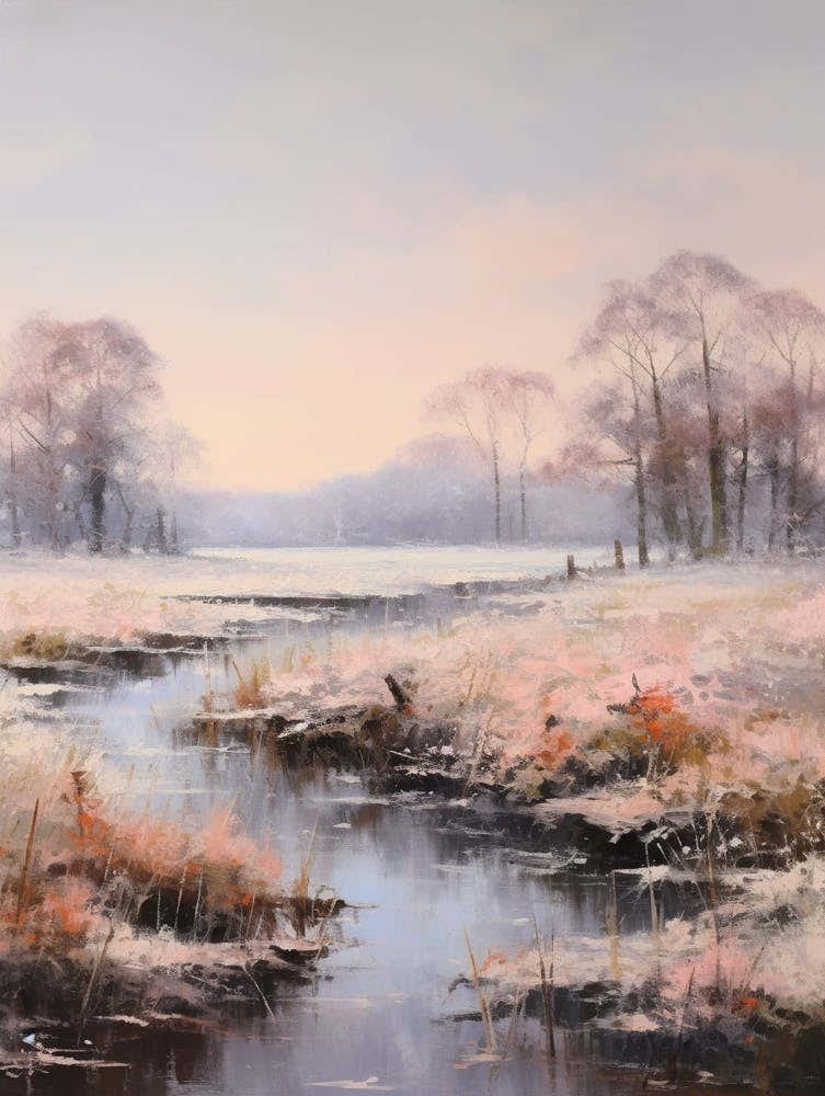 Dreamy Winter Painting Richmond Park England 1