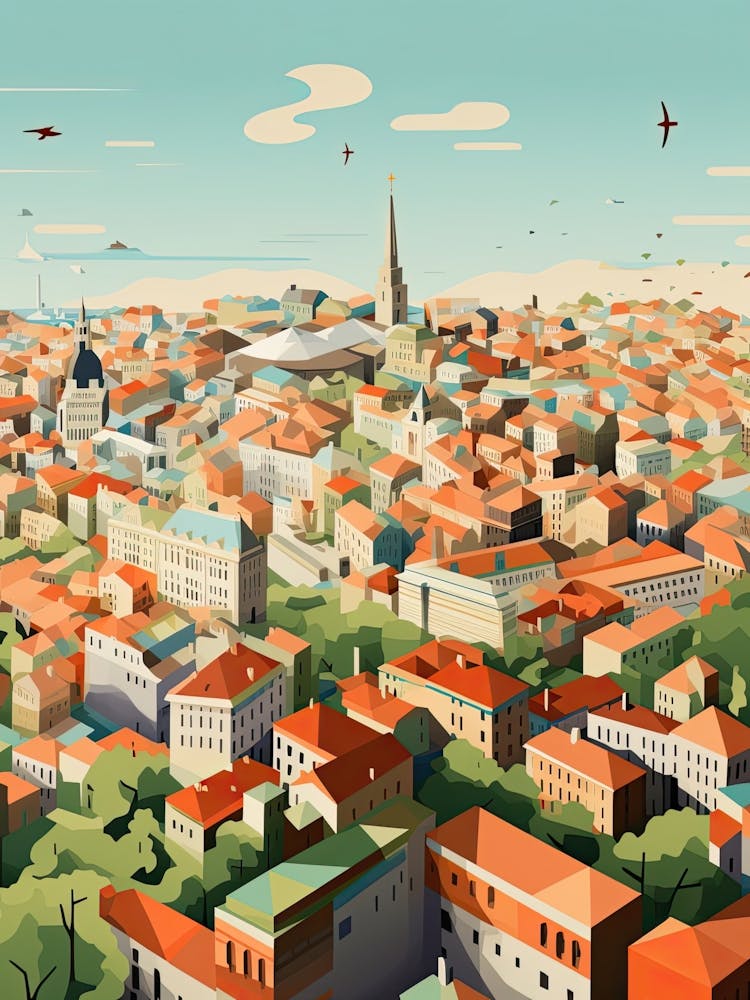 Vienna, Austria, Geometric Illustration 2