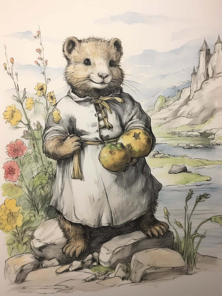 Storybook Animal Watercolour Otter 2