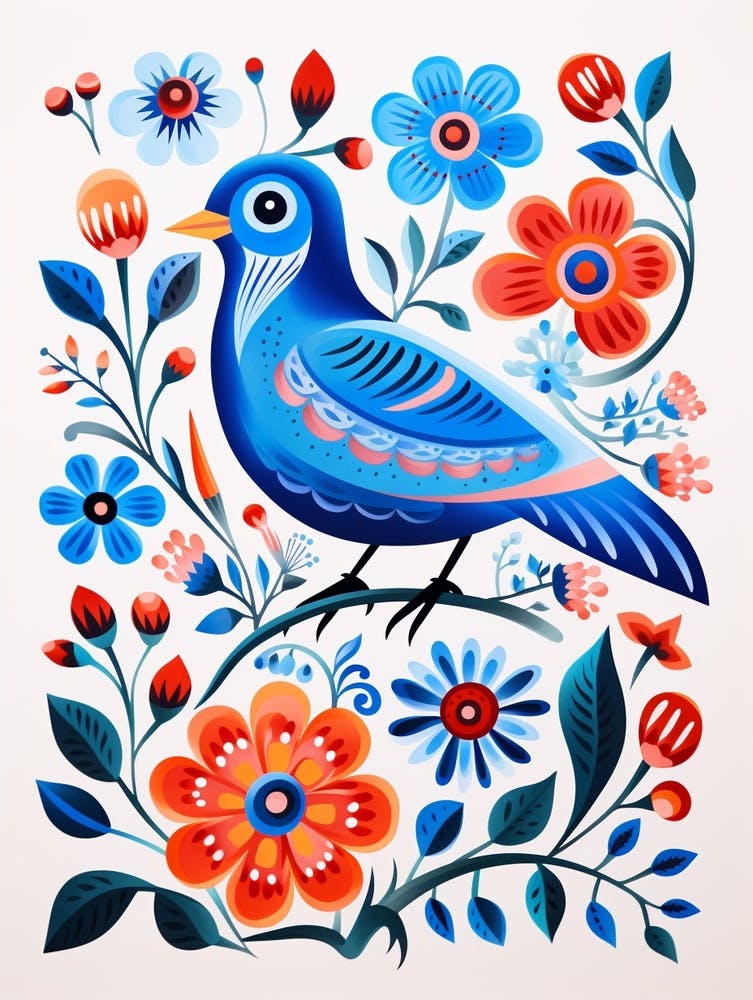 Scandinavian Bird Illustration Bluebird 2