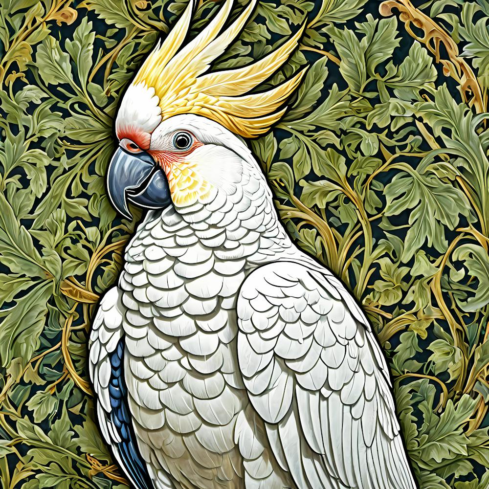 william morris style Cockatoo