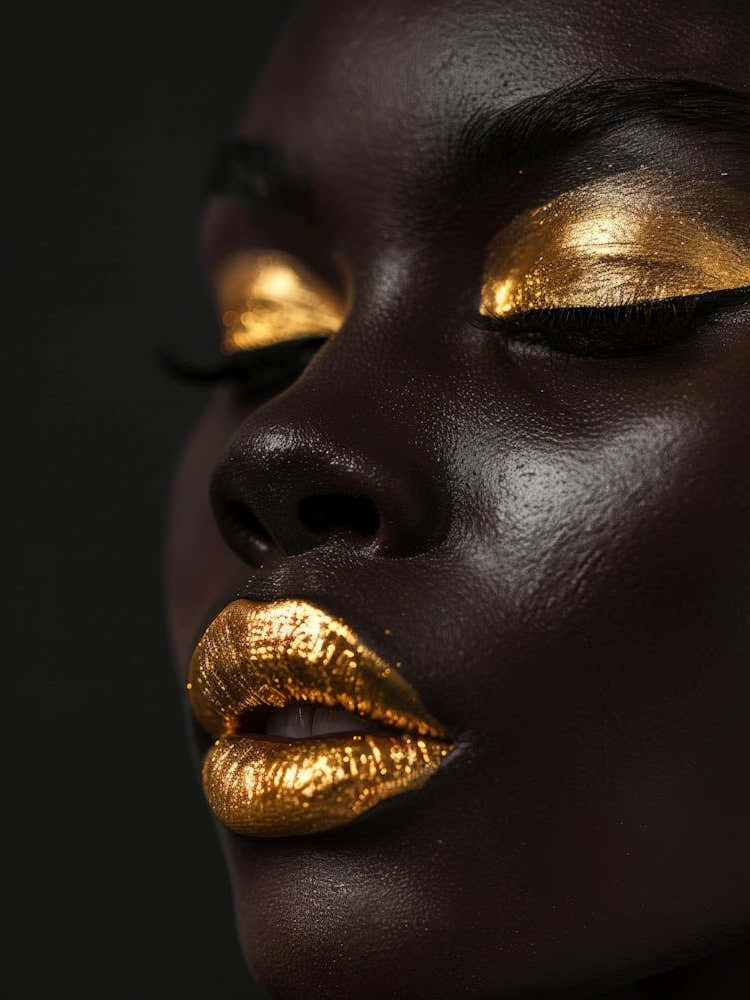 Black Woman With Gold Makeup 3