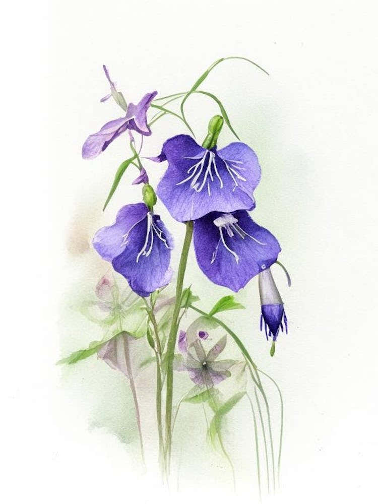 Bellflower Wildflower Watercolour 1