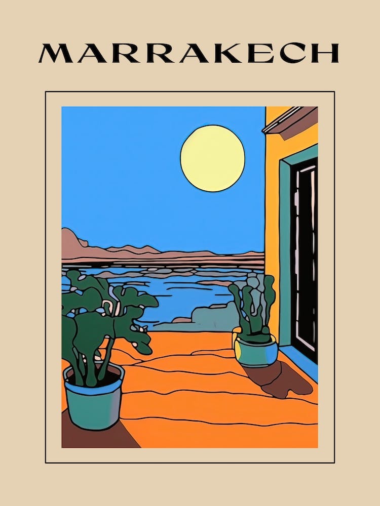 Minimal Design Style Of Marrakech, Morocco 4 Poster